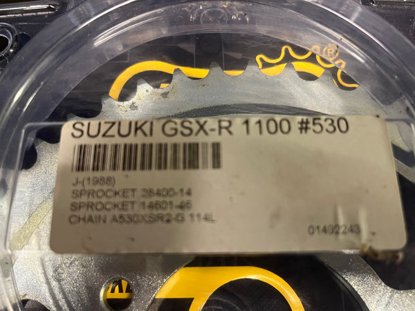 398_L Kettensatz Suzuki GSX-R 1100 GU74 GSXR Kette Ritzel chain sprocket